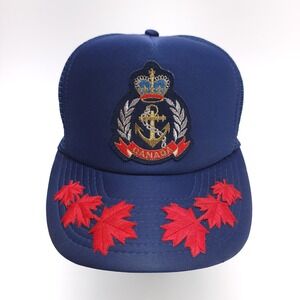Vintage Canada Royal Canadian Naval Crest‎ Trucker Snapback Wilson Hat Cap Maple